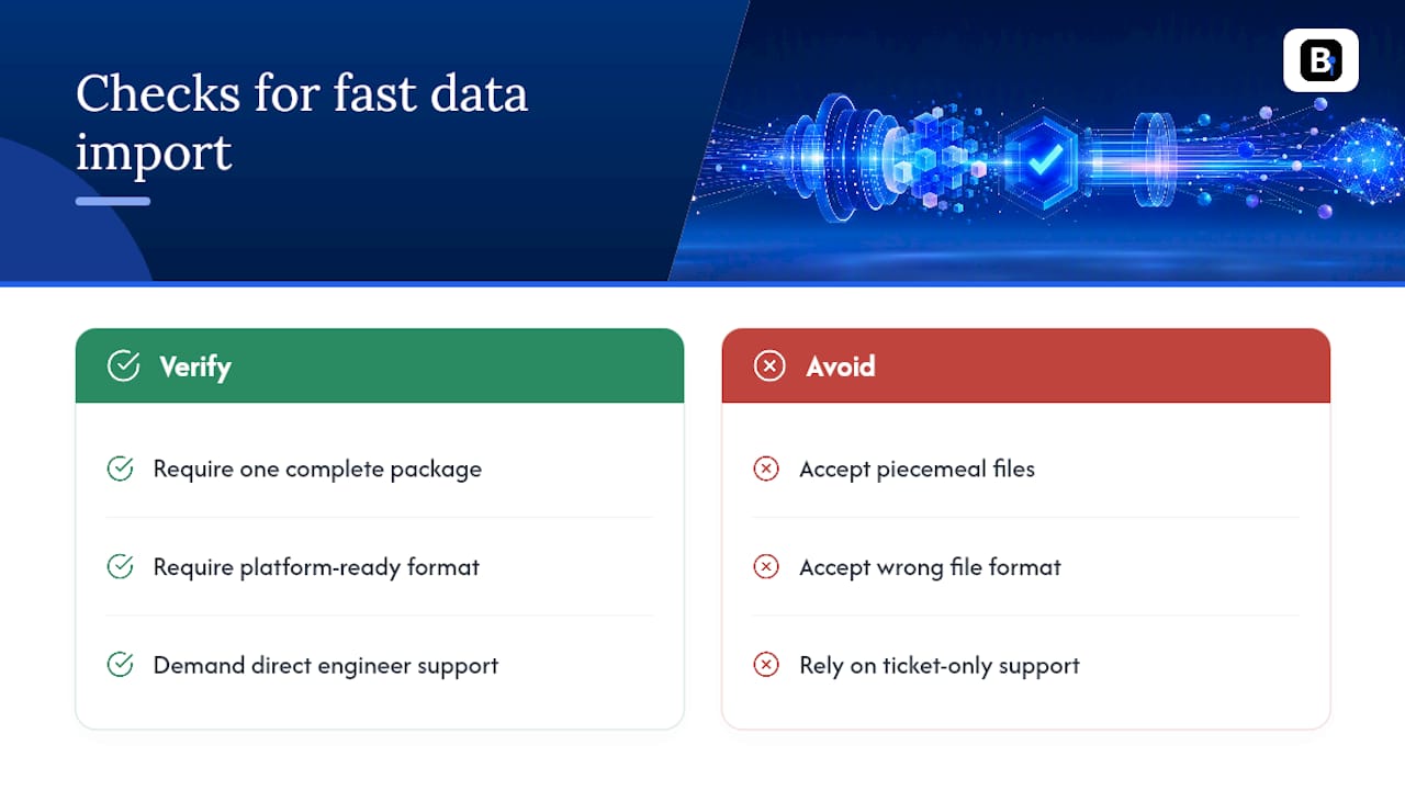 Why Pre-Validated, Ready-to-Import Datasets Change the Delivery Equation — overview diagram