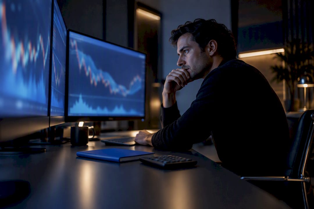 Quant researcher analyzing event-driven hedge volatility