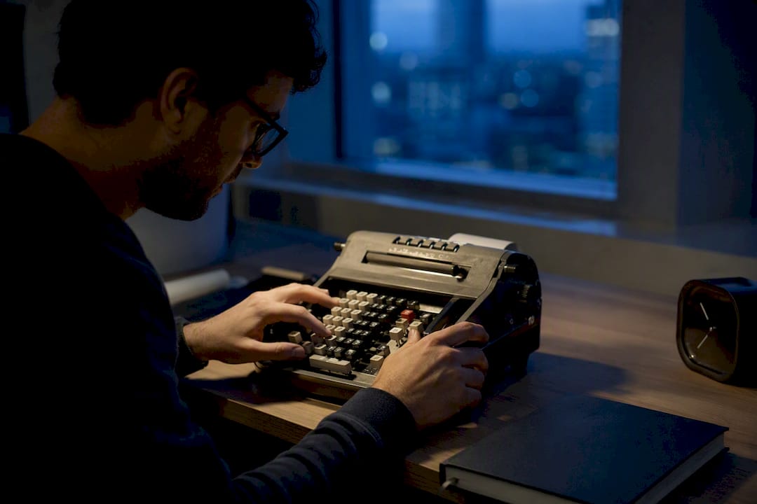 Close-up of hands and calculator at trader desk
