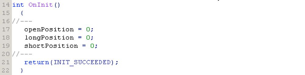 OnInit function — initialise variables to zero