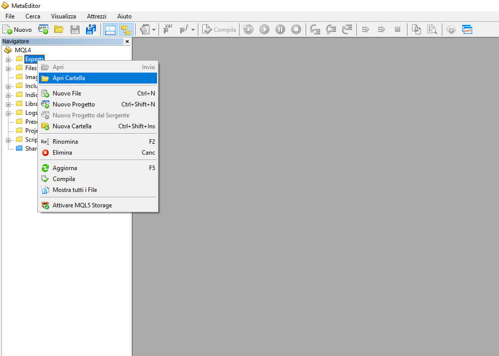 Expert Advisors folder location in MT4