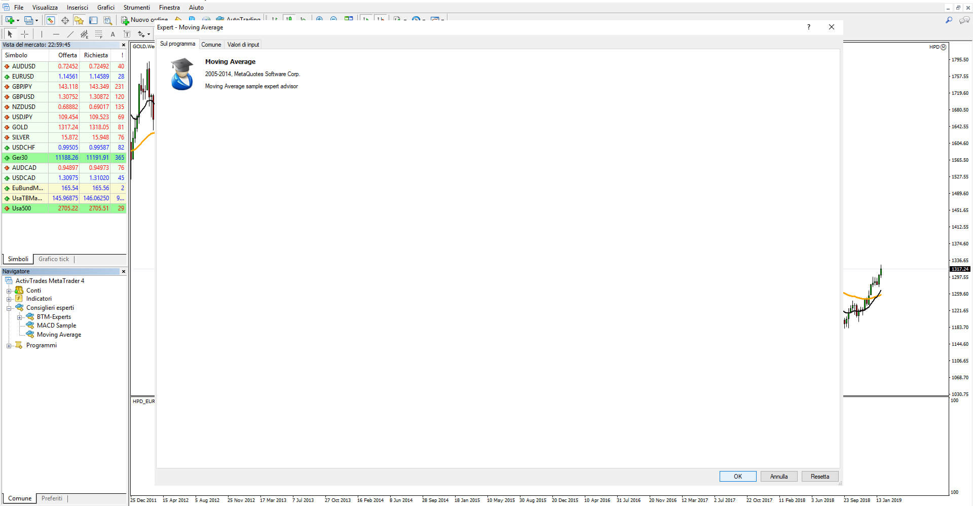 Change MT4 EA settings โ click OK to confirm