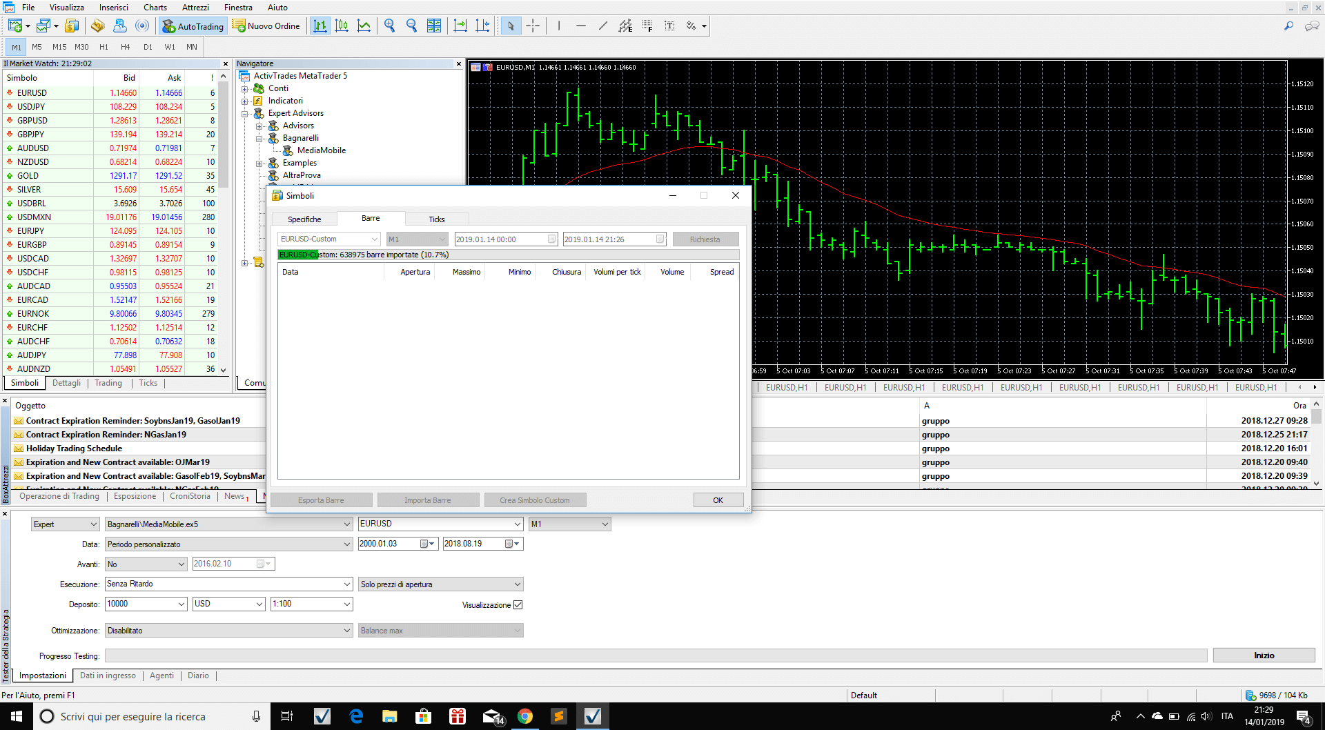 Data loading progress in MT5