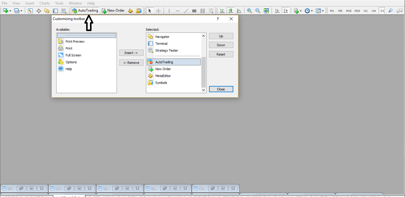Enable automatic trading in metatrader
