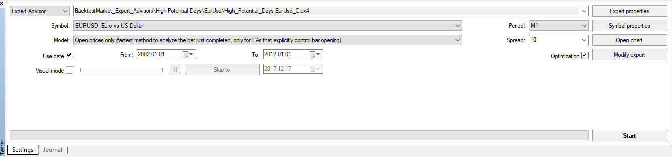 Metatrader Tester in Optimization